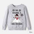 Christmas Family Matching 100% Cotton Snowman & Letter Print Long-sleeve Sweatshirts Grey image 2