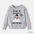 Christmas Family Matching 100% Cotton Snowman & Letter Print Long-sleeve Sweatshirts Grey image 3