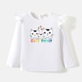 Go-Neat Water Repellent and Stain Resistant Family Matching Cat & Letter Print Long-sleeve Tee White image 5