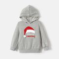 Go-Neat Water Repellent and Stain Resistant Family Matching Christmas Hat & Letter Print Grey Long-sleeve Hoodies Light Grey image 3