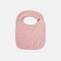 O equipamento para bebê de musselina 100% algodão inclui babador / cobertor panorâmico / lençol de berço / colcha de camada única / pano de arroto / travesseiro / toalha Rosa image 1
