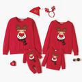 Christmas Family Matching 100% Cotton Reindeer Print Long-sleeve Sweatshirts Red image 1