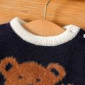 Baby Boy/Girl Fuzzy Bear Graphic Long-sleeve Knitted Pullover Sweater Tibetanblue image 4