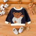 Baby Boy/Girl Fuzzy Bear Graphic Long-sleeve Knitted Pullover Sweater Tibetanblue image 1