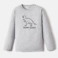 Go-Neat Water Repellent and Stain Resistant Family Matching Dinosaur & Letter Print Long-sleeve Tee Light Grey image 3