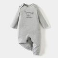 Go-Neat Water Repellent and Stain Resistant Family Matching Dinosaur & Letter Print Long-sleeve Tee Light Grey image 4