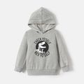 Go-Neat Water Repellent and Stain Resistant Sibling Matching Dinosaur & Letter Print Grey Long-sleeve Hoodies Light Grey image 2