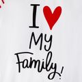 Mother's Day Family Matching 95% Cotton Letter Graphic Striped Raglan Sleeve T-shirts and Allover Red Heart Print Surplice Neck Ruffle-sleeve Belted Naia™ Dresses Sets REDWHITE image 5