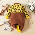 Baby Boy/Girl 95% Cotton Long-sleeve Giraffe Design Spliced Jumpsuit Brown image 2