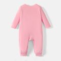 [0M-24M] Go-Neat Water Repellent and Stain Resistant Baby Boy/Girl Lion & Letter Print Long-sleeve Jumpsuit Light Pink image 2