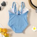 Baby Girl Ruffle Trim Cut Out Ribbed One-Piece Swimsuit Blue image 2