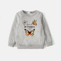 Go-Neat Water Repellent and Stain Resistant Sibling Matching Butterfly & Letter Print Long-sleeve Sweatshirts Light Grey image 1