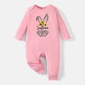 [0M-24M] Go-Neat Water Repellent and Stain Resistant Baby Girl Rabbit & Letter Print Long-sleeve Jumpsuit Light Pink image 1