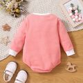 Baby Boy/Girl Letter Embroidered Long-sleeve Romper Pink image 2
