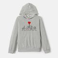 Go-Neat Water Repellent and Stain Family Matching Gesture & Heart Print Grey Long-sleeve Hoodies Light Grey image 4