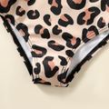 Baby Girl Leopard Print Ruffle Trim One-piece Swimsuit Khaki image 5