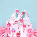Baby Girl Allover Ice Cream Cone Print Ruffle Trim One-piece Swimsuit Pink image 3