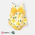 Naia™ Baby Girl Bowknot Pompom Design Lemon Print Sleepwear Romper Yellow image 1