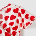 Valentine's Day Family Matching 95% Cotton Short-sleeve Colorblock T-shirts and Allover Heart Print Dresses Sets Red image 3