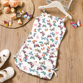Toddler Girl Sweet Butterfly Print Bowknot Design Slip Dress White image 1