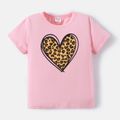 Valentine's Day Mommy and Me 100% Cotton Short-sleeve Leopard Heart Print Tee Pink image 5