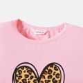 Valentine's Day Mommy and Me 100% Cotton Short-sleeve Leopard Heart Print Tee Pink image 4