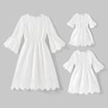 Mommy and Me White Eyelet Embroidered Lace Long-sleeve Dress White image 1