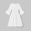Manga a três quartos Vestidos Mãe e eu Branco image 2
