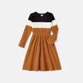 Family Matching Long-sleeve Colorblock Spliced Dresses and Tops Sets Color block image 4