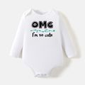[0M-24M] Go-Neat Water Repellent and Stain Resistant Baby Boy/Girl Letter Print Long-sleeve Romper White image 1