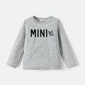 Go-Neat Water Repellent and Stain Resistant Family Matching Letter Print Long-sleeve Tee Light Grey image 4