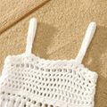 2pcs Baby Girl Hollow Out Crochet Fringed Cami Top & Shorts Set White image 3