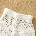 2pcs Baby Girl Hollow Out Crochet Fringed Cami Top & Shorts Set White image 5