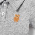 Baby Boy 100% Cotton Bear Embroidered Polo Collar Short-sleeve Pique Rompers Grey image 3