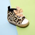 Baby / Toddler Bow & Glitter Decor Leopard Pattern Prewalker Shoes Brown image 1