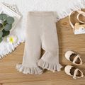 Baby Girl Solid Knitted Ruffle Trim Flared Pants Gold image 2