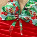 Family Matching Allover Tropical Plant Print Spliced One-piece Swimsuit and Swim Trunks Red image 4
