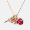 Kids Heart & Key & Bow Charm Necklace Multi-color image 2