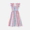 Family Matching Colorful Striped Flutter-sleeve Dresses and Short-sleeve Tee Sets COLOREDSTRIPES image 2
