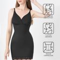Women Full Slimming Body Shapewear Tummy Control V Neck Slip Dress with Removable Bra Black image 1