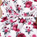 Toddler Girl Ruffled Floral Print/Red Sleeveless Rompers White image 5