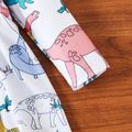 Baby Girl Cotton Long-sleeve Allover Dinosaur Print Dress Color block image 5