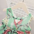Dots or Floral Print Flounce Layered Sleeveless Baby Dress Green image 4