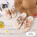 Family Matching Floral Pattern Flip-Flops Vacation Beach Slippers Beige image 3