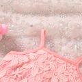2pcs Baby Girl Pink Floral Jacquard Camisole and Shorts Set Pink image 5