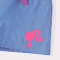 Barbie Toddler/Kid Girl 2pcs Letter Print Polka Dots Mesh Sleeve Ribbed Top and Belted Shorts Set Hot Pink image 5