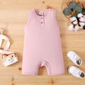 Baby Girl/Boy Cotton Solid Henley Tank Romper Pink image 1
