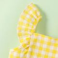 1pc Baby Girl Plaid&Lemon&Fruit Sweet Dress Pale Yellow image 4
