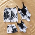 Breezy Coconut Tree Printed Charm Family Matching Swimsuit White