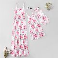 Floral Print Matching White Sling Maxi Dresses White